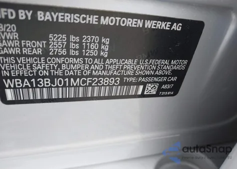 2021 BMW 530I xDrive z USA, uszkodzony, nr VIN WBA13BJ01MCF23893